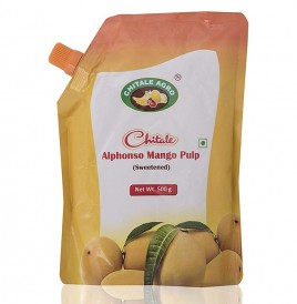 Chitale Agro Alphonso Mango Pulp (Sweetened)  Pouch  500 grams